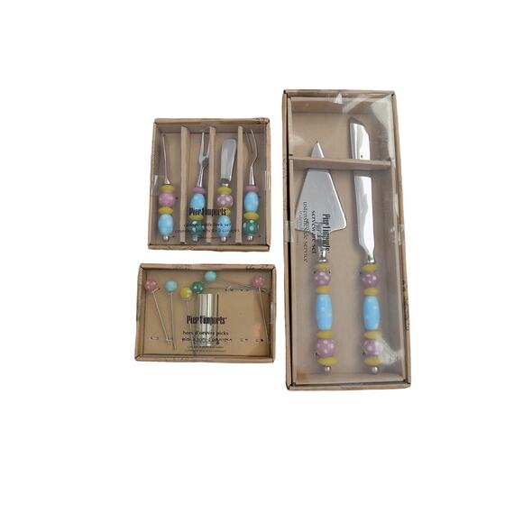 Lot of Pier 1 serving utensils canape set hors d'oeuvre picks NEW and SEALED - Picture 7 of 7